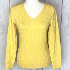 Talbots Yellow Pima Cotton V-Neck Sweater